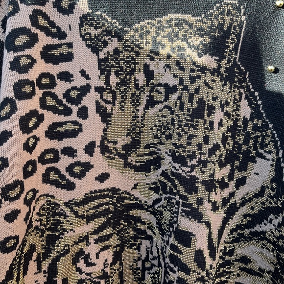 Maurada Vintage 1980s Tiger and Leopard Oversized Sweater Novelty Print Big Cats - Picture 3 of 11